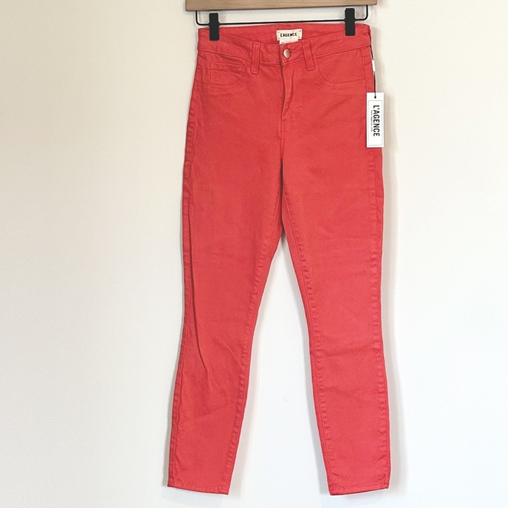 NWT L'AGENCE Margot High Rise Skinny Jean in Hibiscus - Size 25