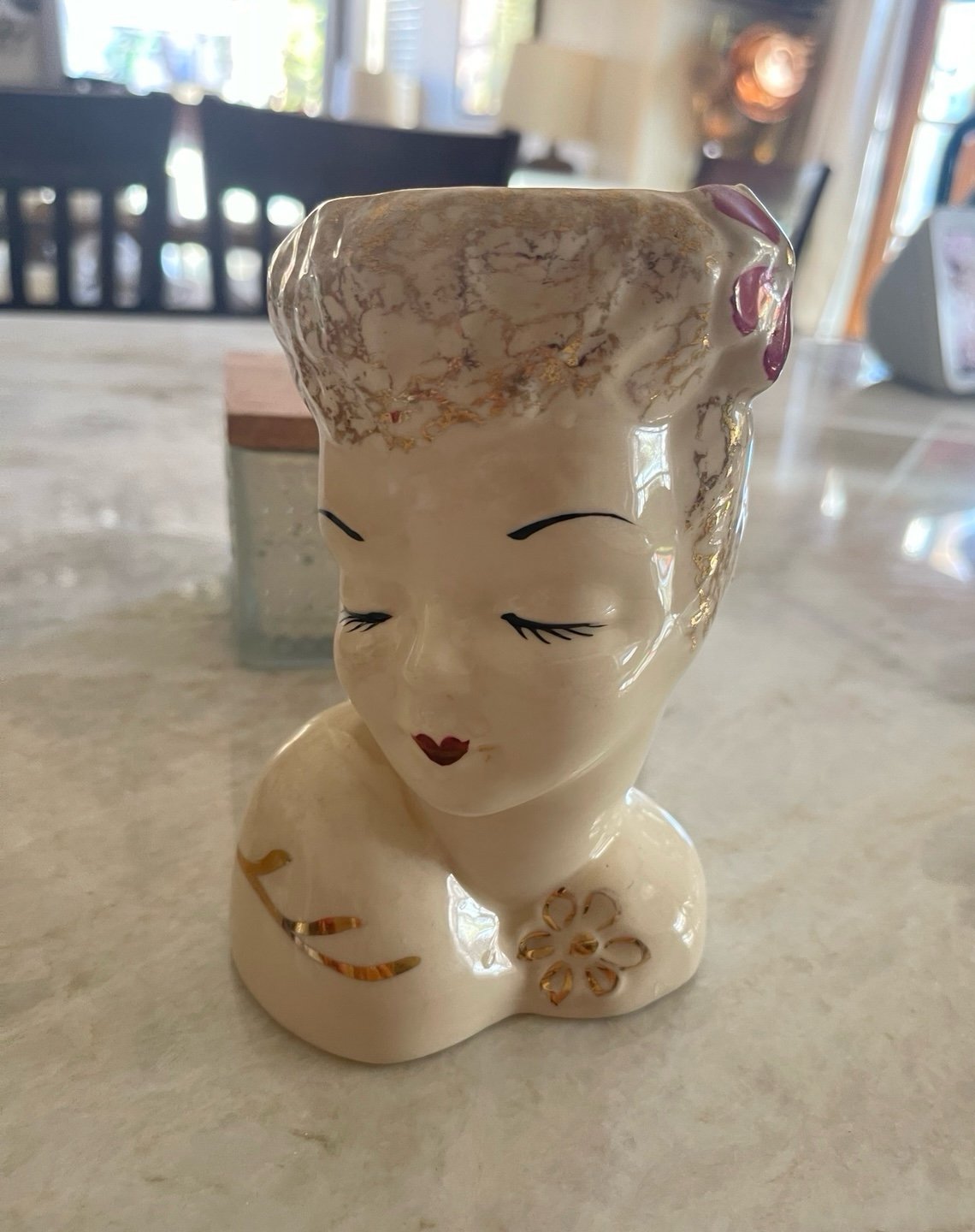 Vintage Cameo Glamour Girl Lady Head Vase