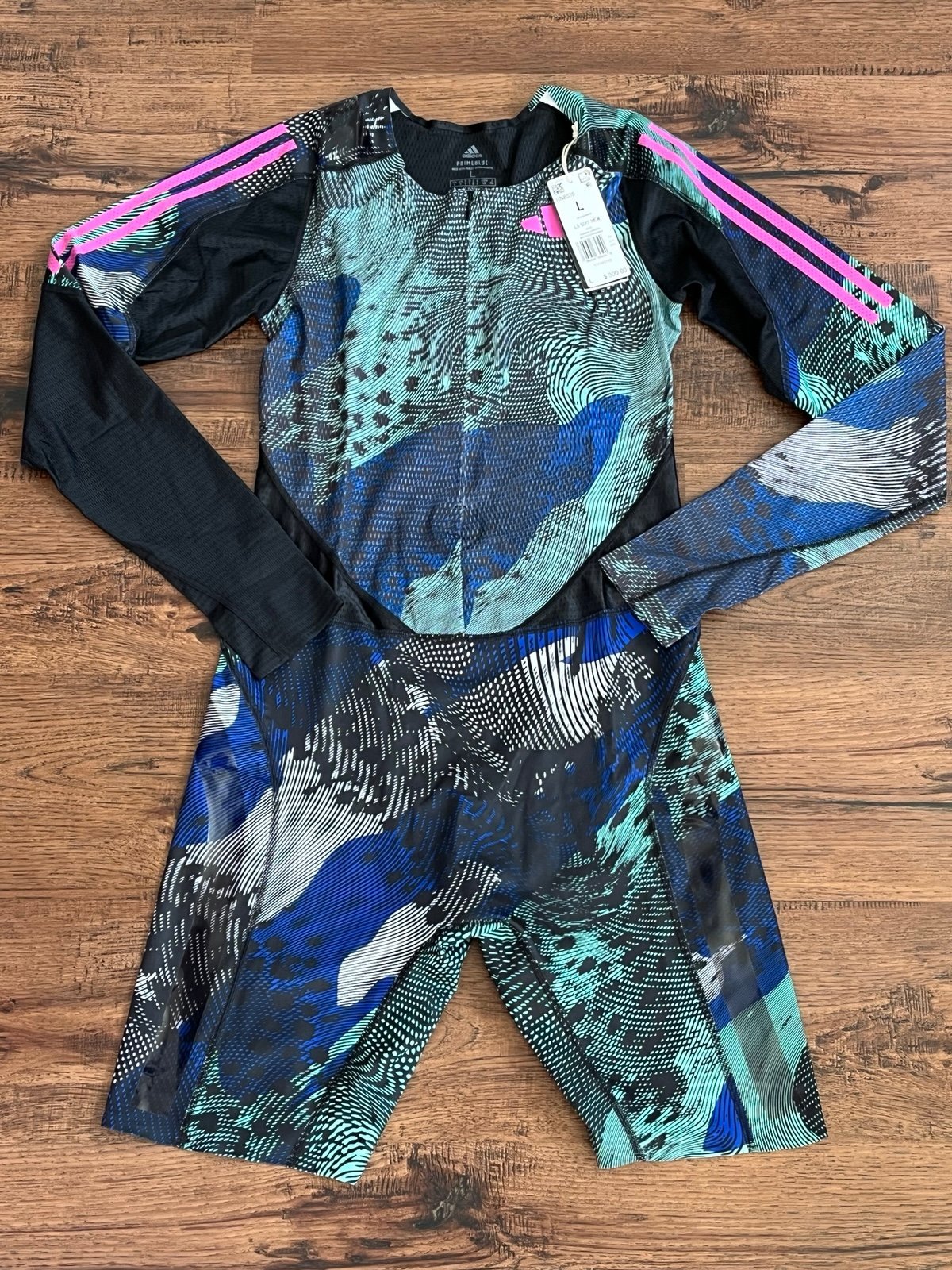 Adidas Adizero Long Sleeve Running Suit ‘Black Green Blue’ (size mens L)