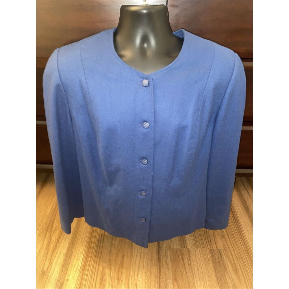 VTG Women's Pendleton Size 22W Solid Blue 100% Virgin Wool Sport Coat USA