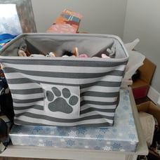 Striped Paw Patch Bin Gray