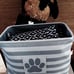 Striped Paw Patch Bin Gray