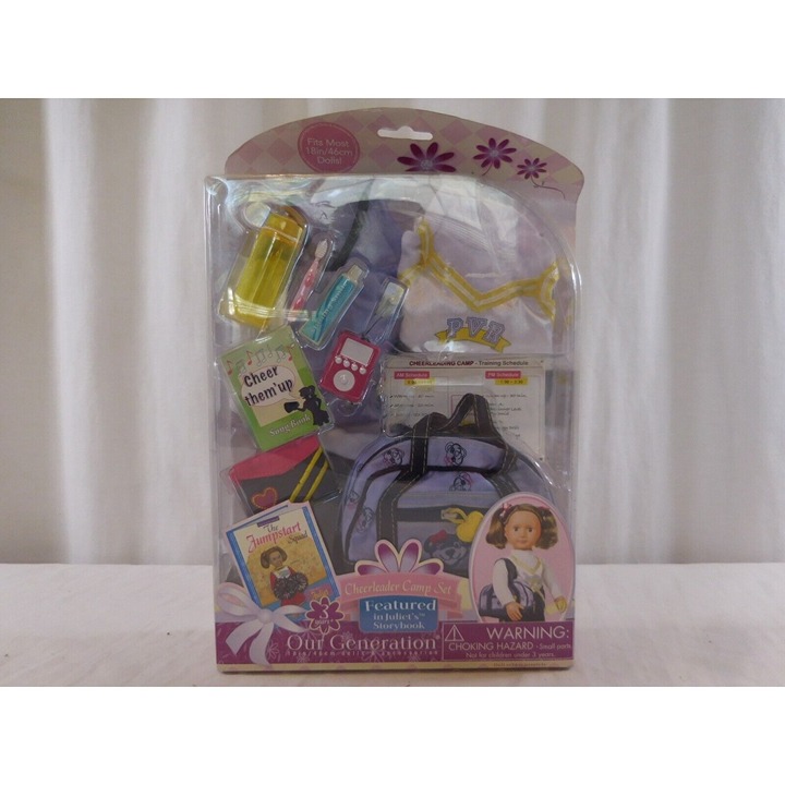 Our Generation Cheerleader Camp Set iPod Water Bottle Toothbrush Toothpaste Bag