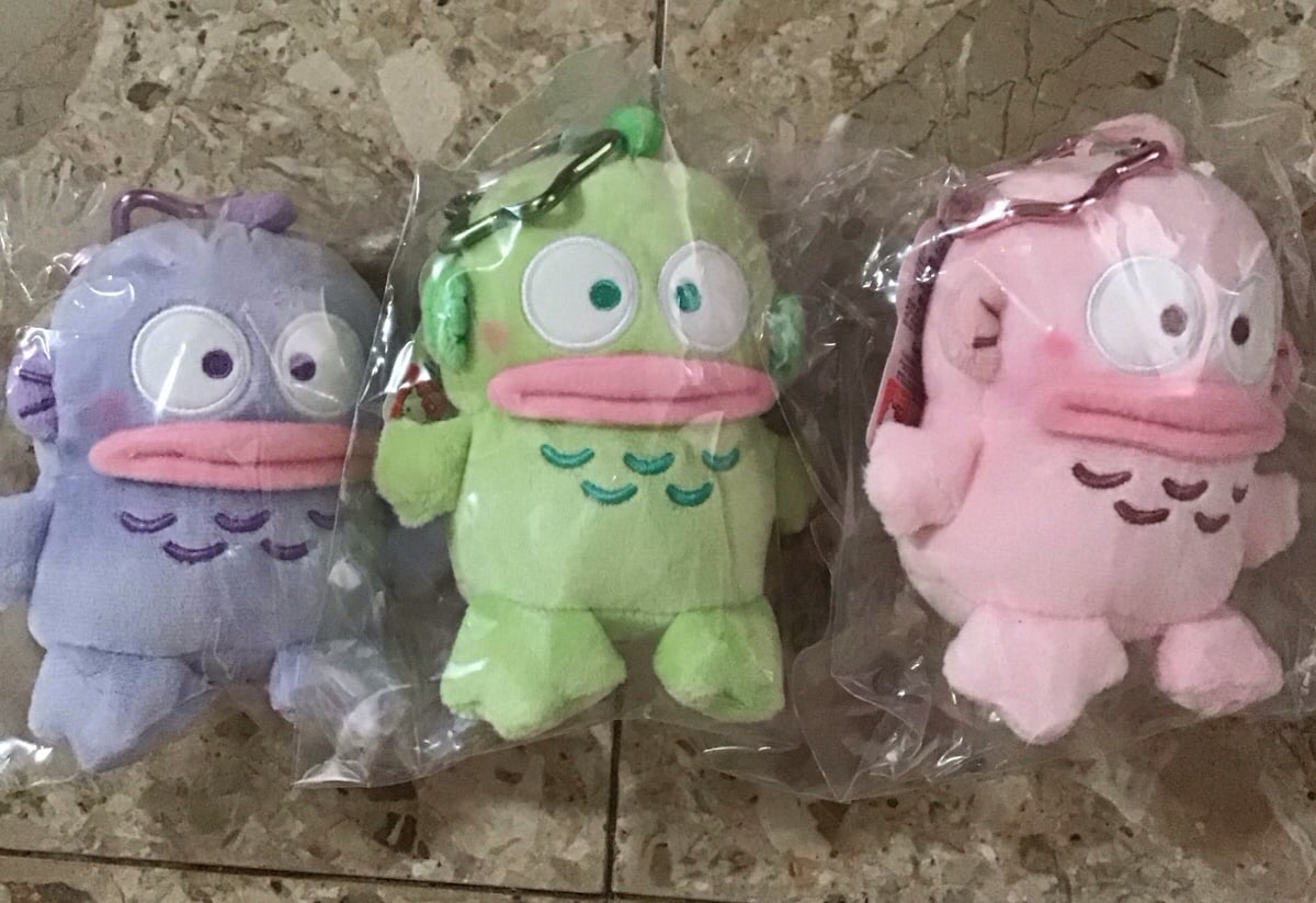 Sanrio authentic licensed Pastel colored Hangyodon keychain plushies Limited Ed.