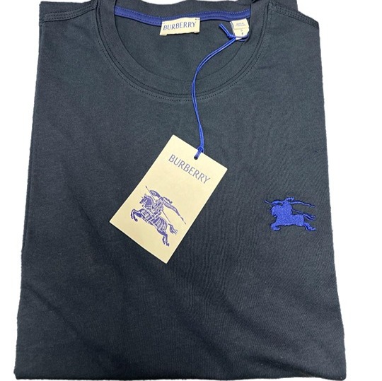 Burberry men's navy short sleeve cotton jersey t-shirt size slim fit small
