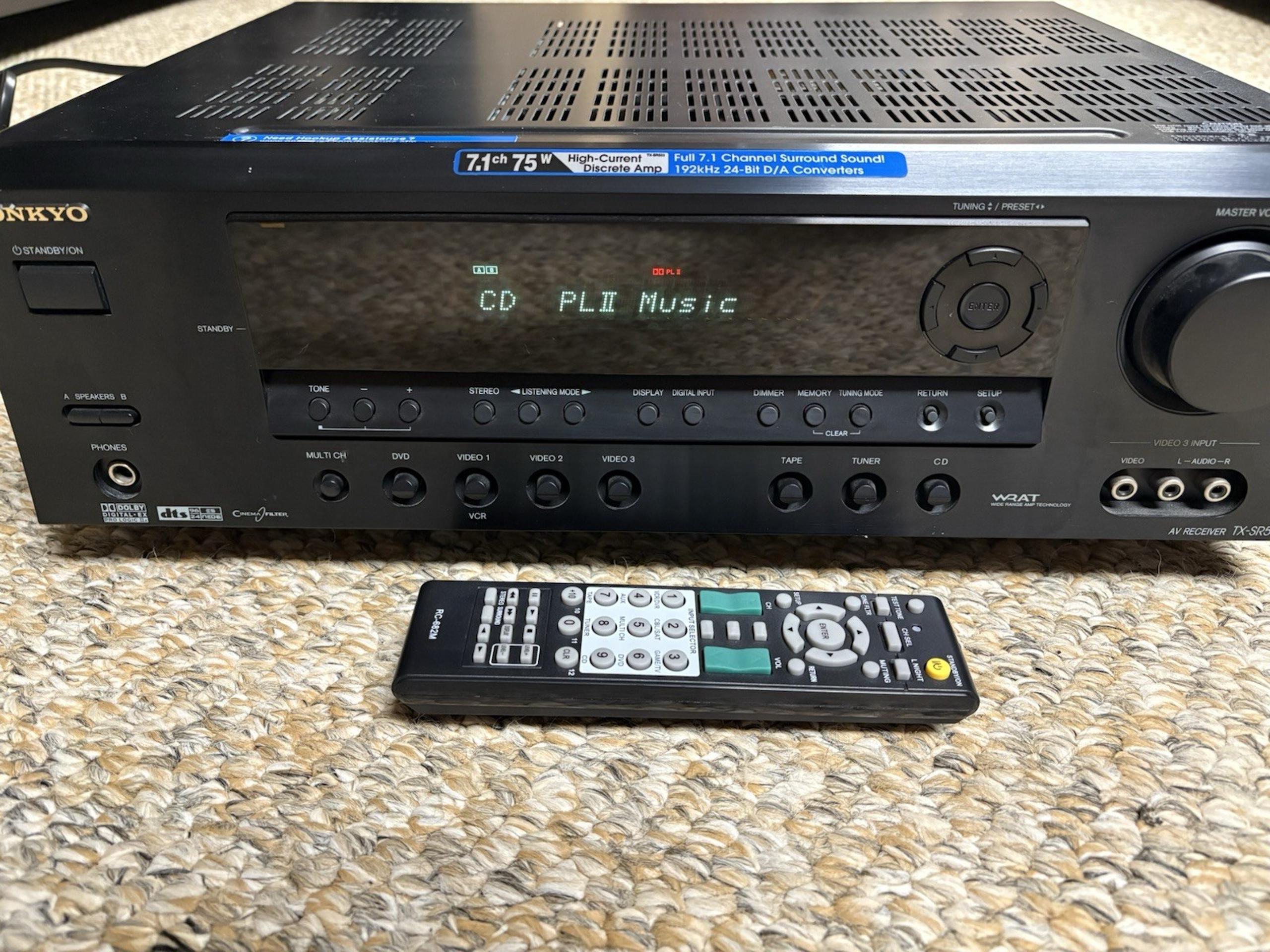 Onkyo 7.1 Channel Home Audio Stereo HiFi Receiver AM FM TX-SR503 tested