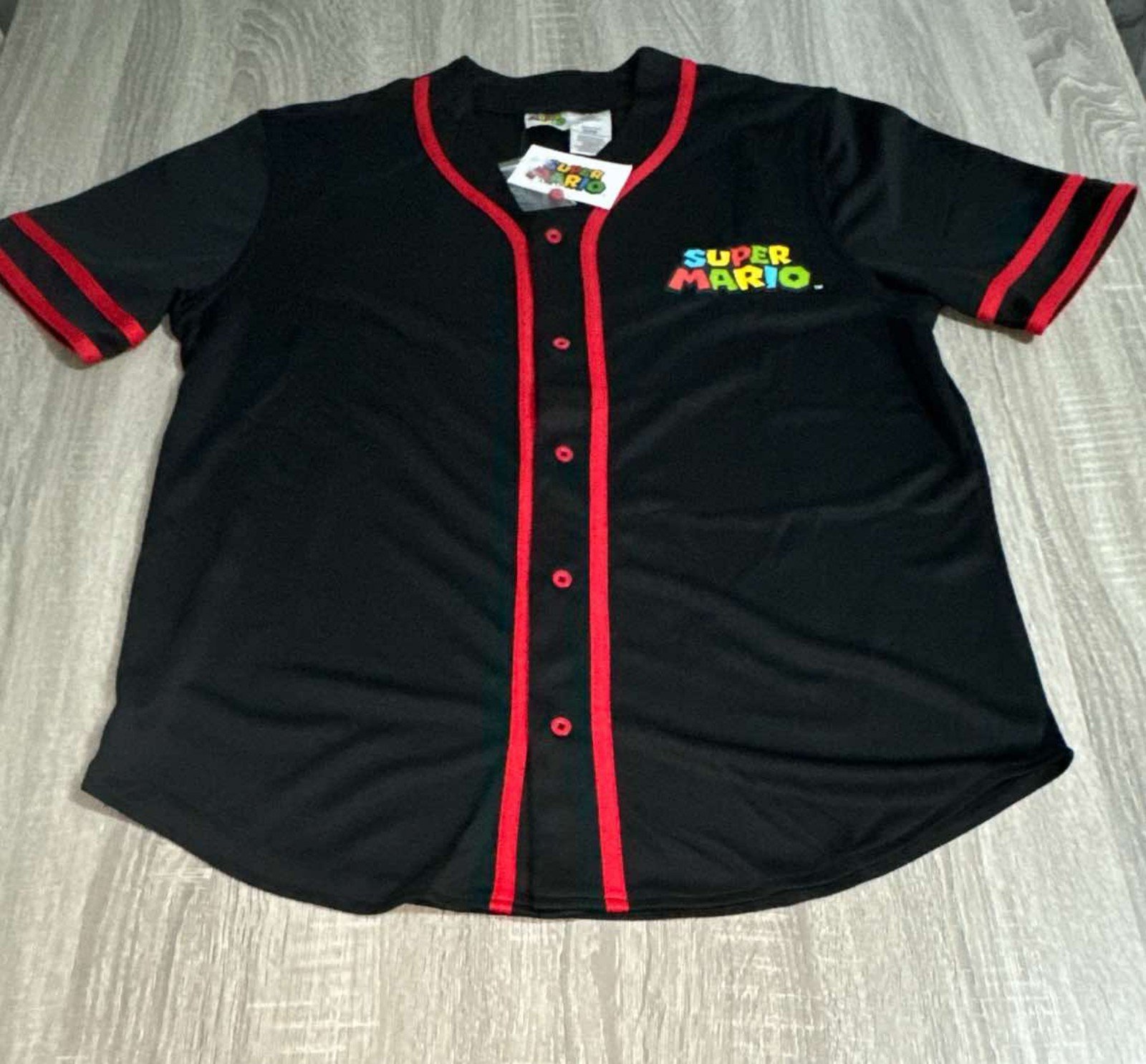 Nintendo Super Mario The Movie Button Baseball Jersey Mens Size M New
