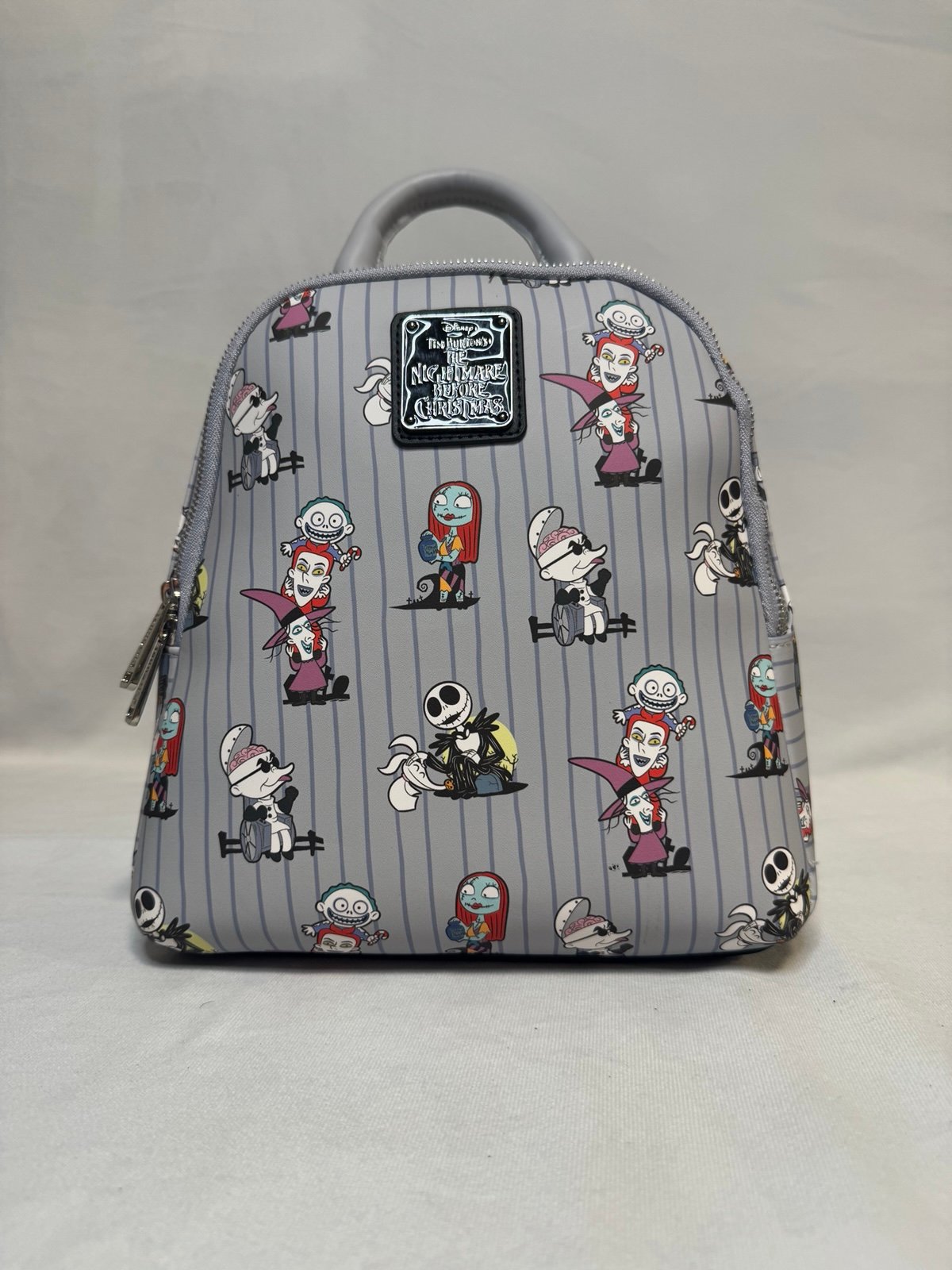 Loungefly Nightmare Before Christmas Cast Striped Mini Backpack Pre-Owned
