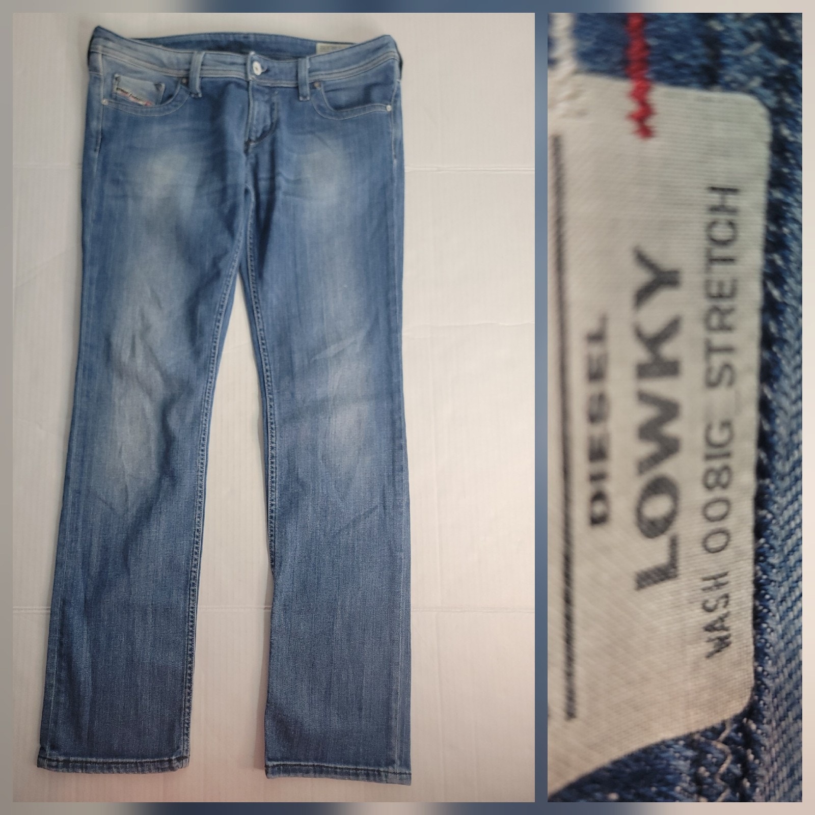 DIESEL Lowky Jeans Womens Sz 30 Low Rise Slim Straight Embroidered VTG 90' Y2K
