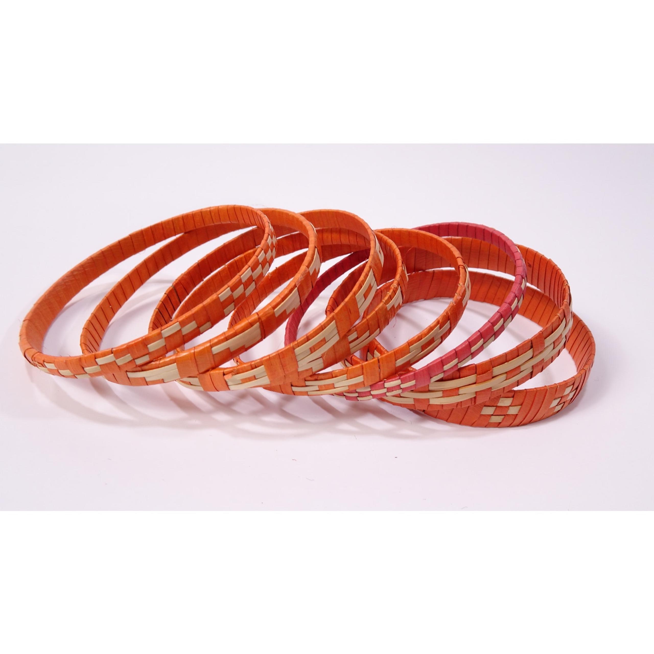 Anthropologie Women's Aztec Paper Woven Stacked Bangle bracelet Set NWOT 58