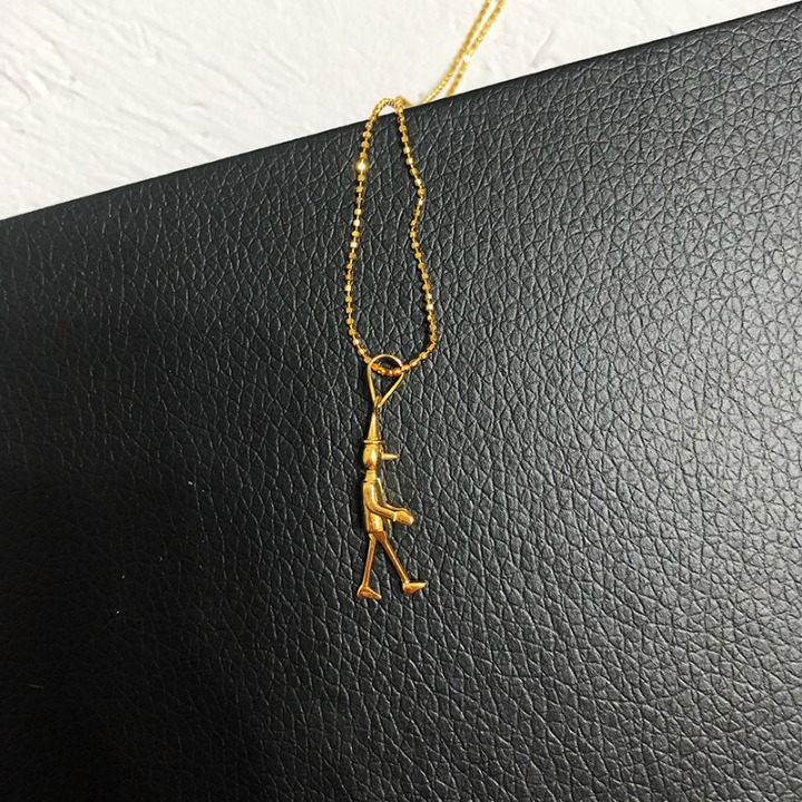 Silver-plated puppet necklace