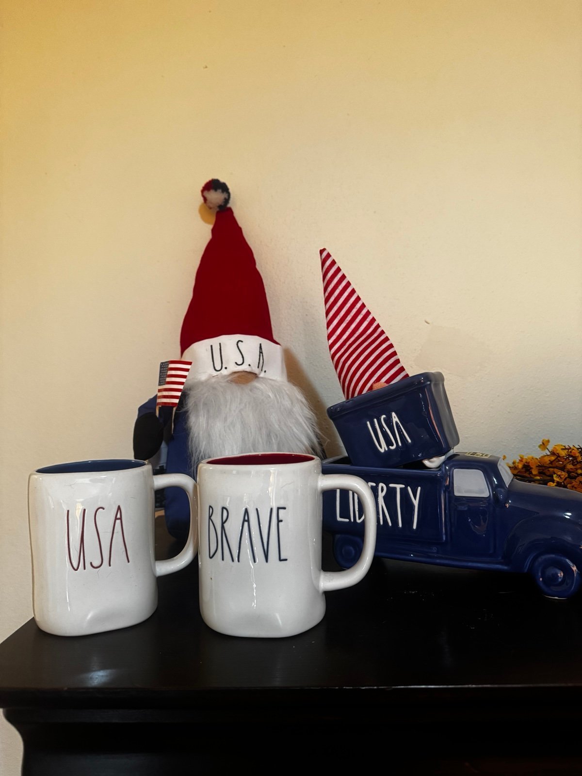 Rae Dunn Americana Mug Truck Car Gnome USA 4th of July