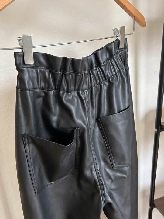 faux leather pants,Paper bag style pants • Full length