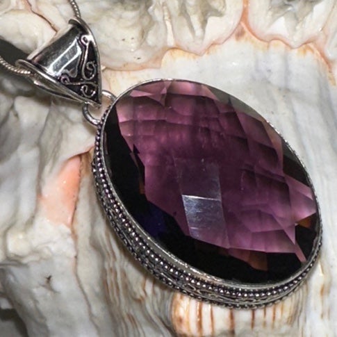 Siberian Plum Amethyst Handcrafted 925 vintage inspired Pendant