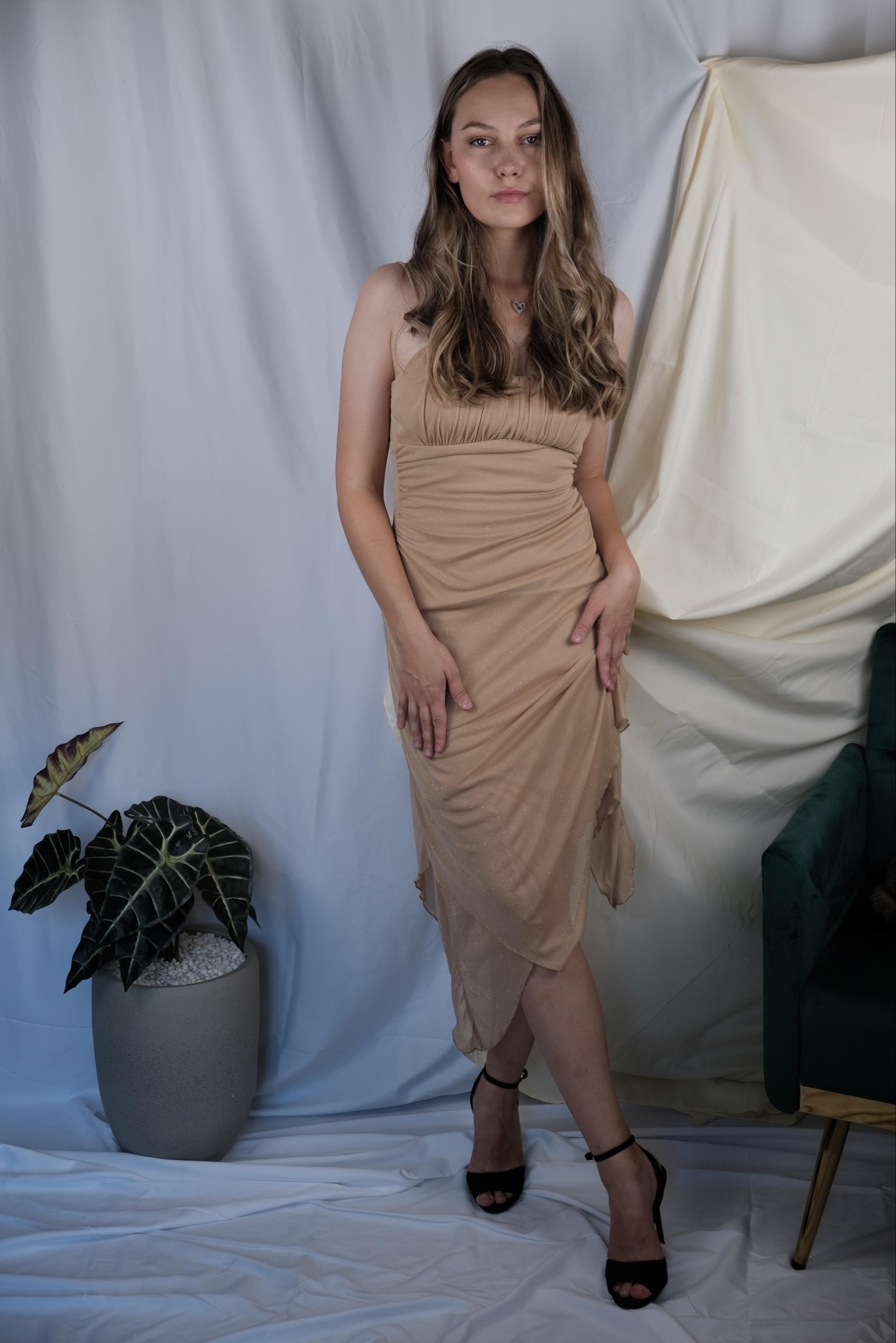 Y2K Vintage Nude Sparkly Slip Dress from Ruby Rox.