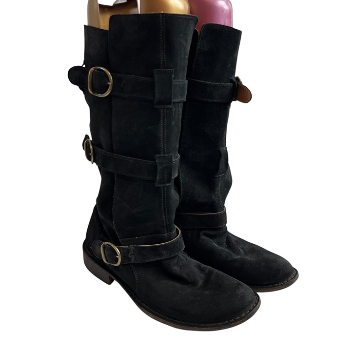 Fiorentini + Baker Eternity 7040 motorcycle boots 39.5 US 9.5 black suede biker