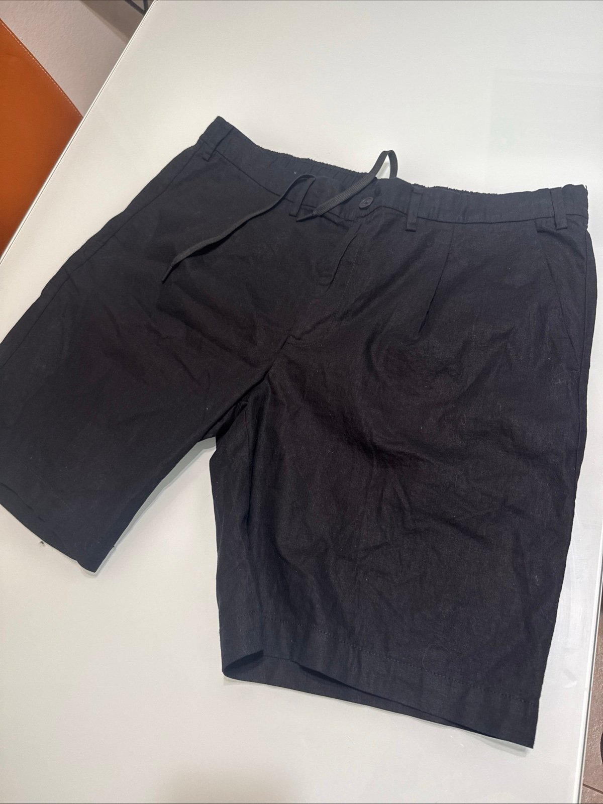 NWT Shaquille O'Neal XLG Black Linen Blend Shorts Elastic Waist Size 3XL D1