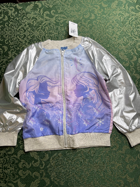 NWT 6 6x frozen 54 satin bomber jacket elsa anna spring fall birthday easter