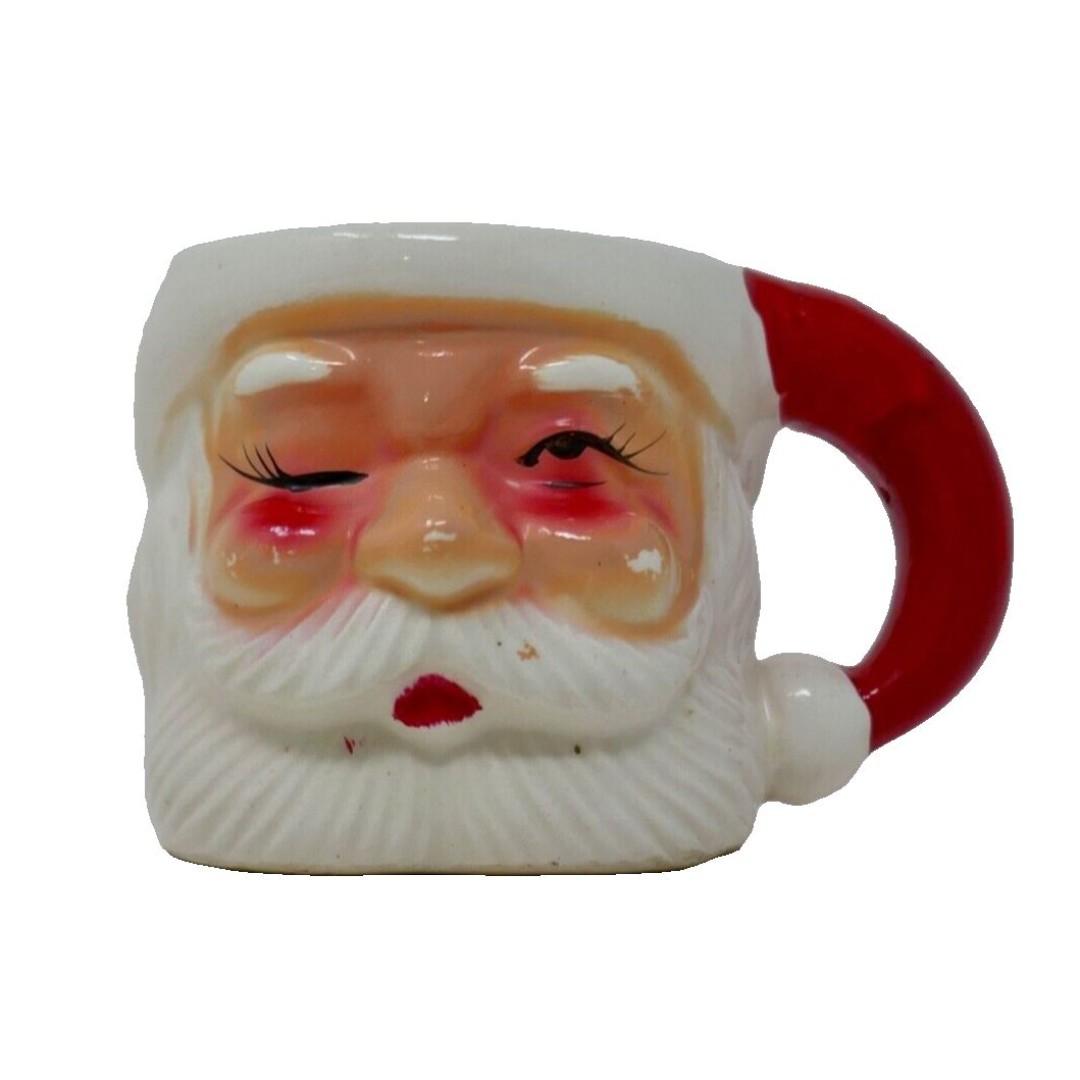 Ceramic Winking Santa Claus Christmas Cup Mug