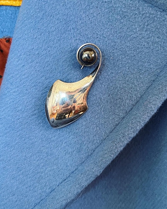 Vintage N.E. From Danish Modernist Silver & Hematite Brooch