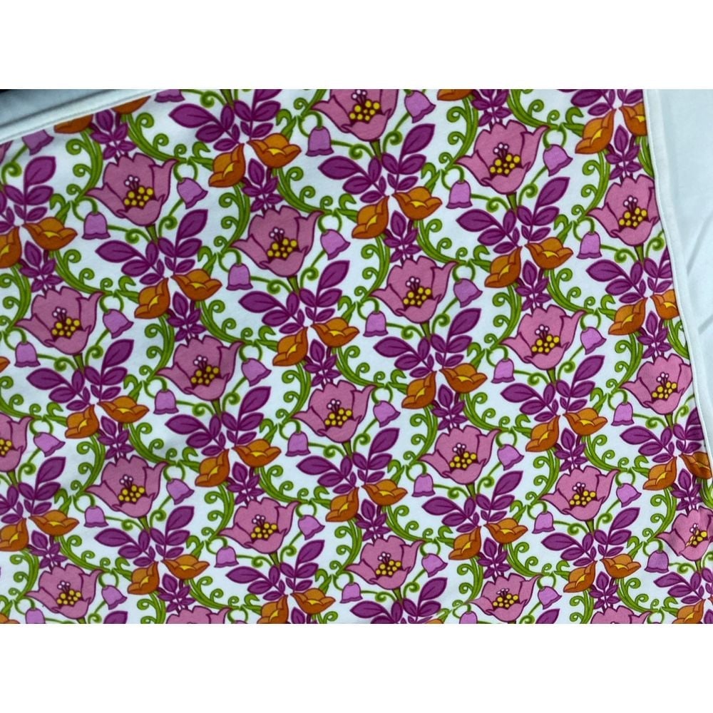 Vera Bradley Lilli Bell Baby Blanket Trim White Pink Flowers Reversible