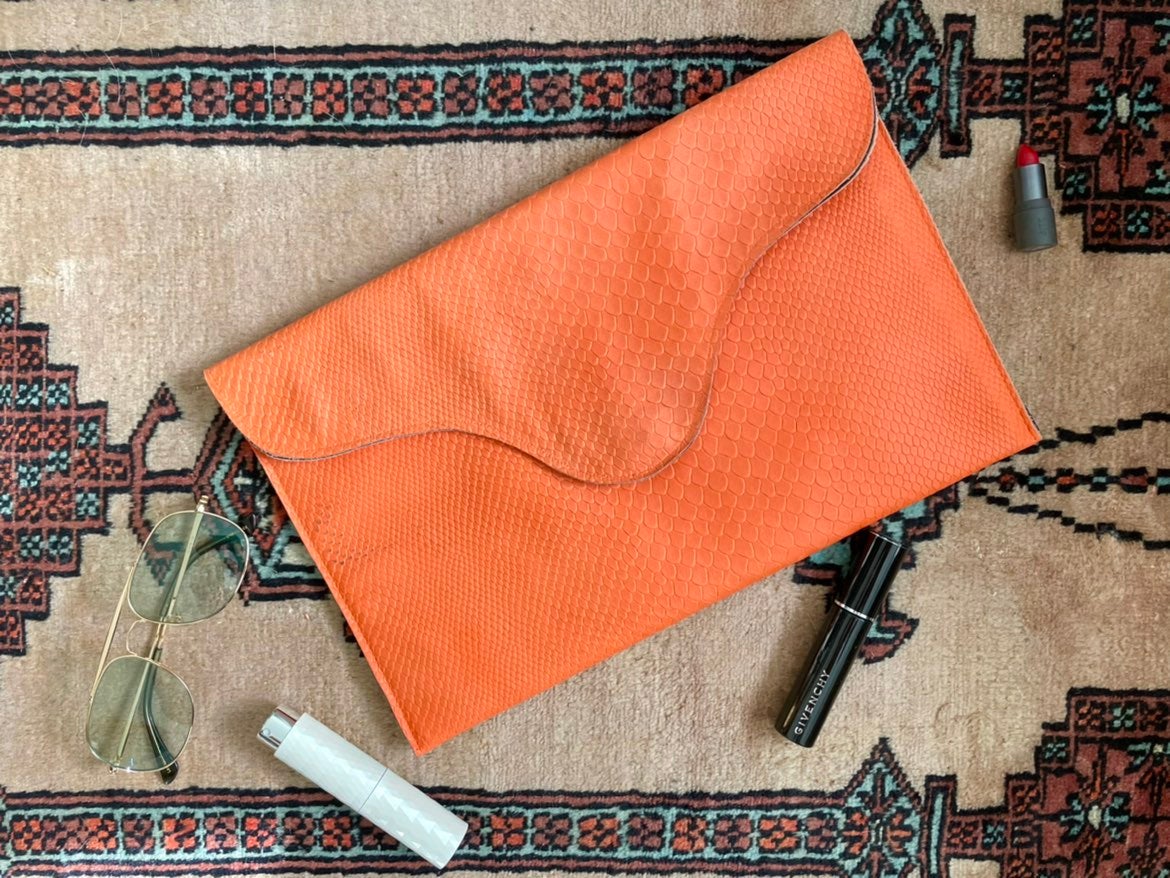 JJ Winters Orange Envelope Clutch