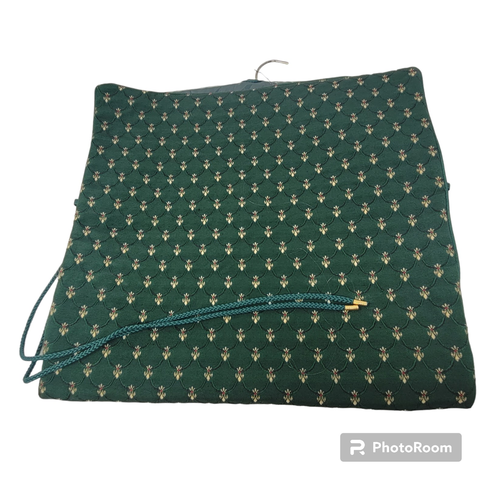 Vintage OSCAR de La RENTA TRAVEL COSMETIC BAG green Fleur de Lys 30 inches
