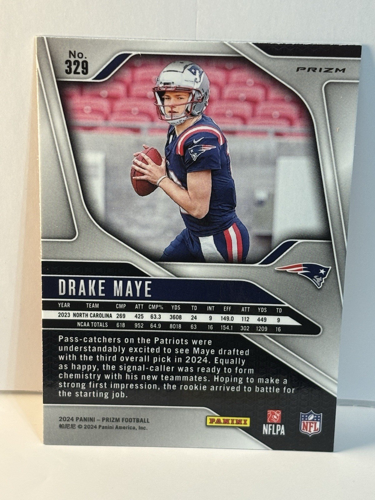 Drake Maye 2024 Panini Prizm Orange Disco Prizm RC #329 Patriots RC