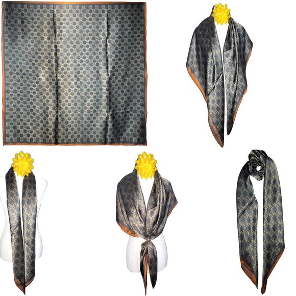 NWT Genuine 100% Mulberry Silk Satin Scarf 42 x42 Large Square Shawl 59631