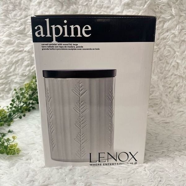 Lenox Alpine Snowflake Carved Canister with Wood Lid Large NEW
