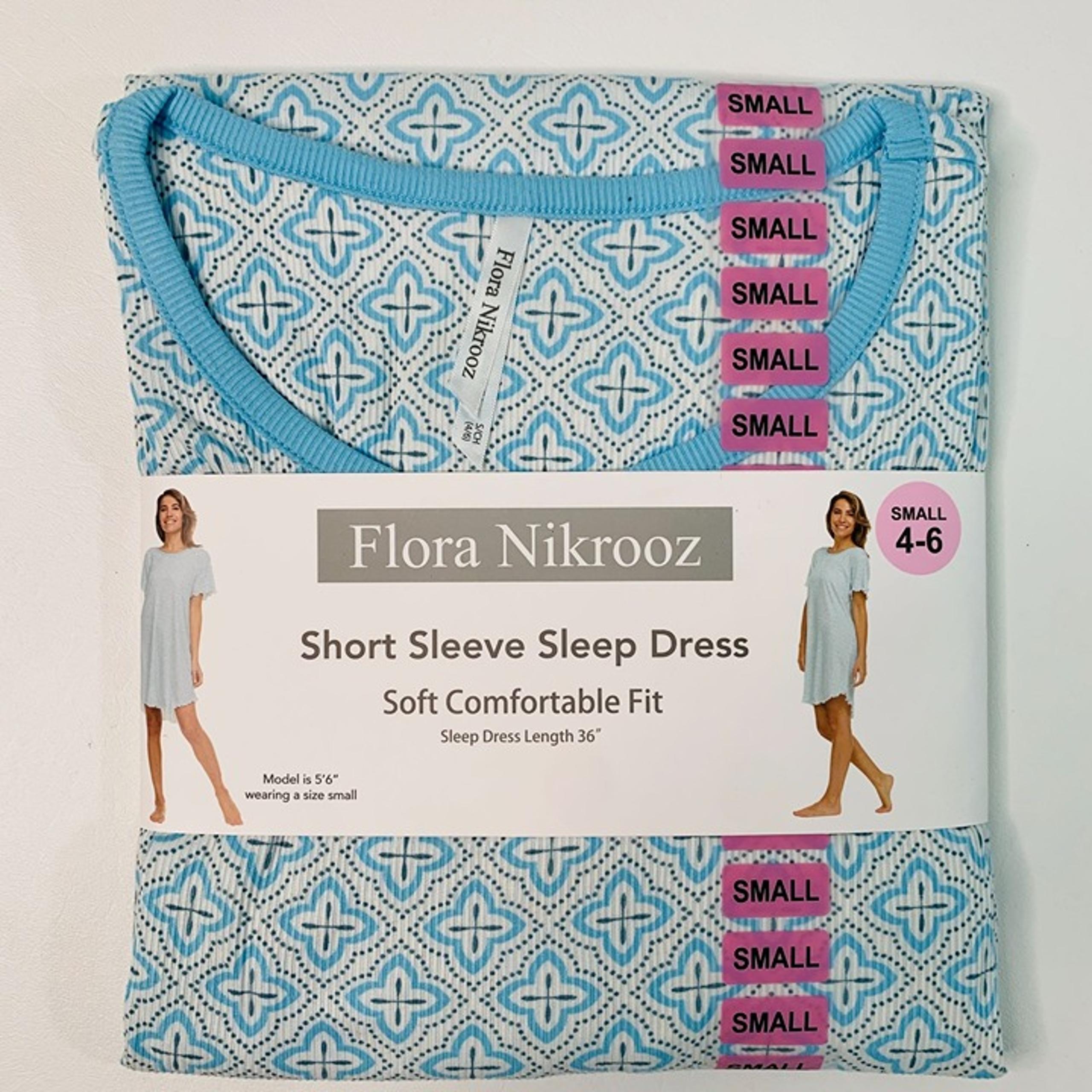 Flora Nikrooz Women's Small Night Gown Sleep Dress Blue White Print Size Small