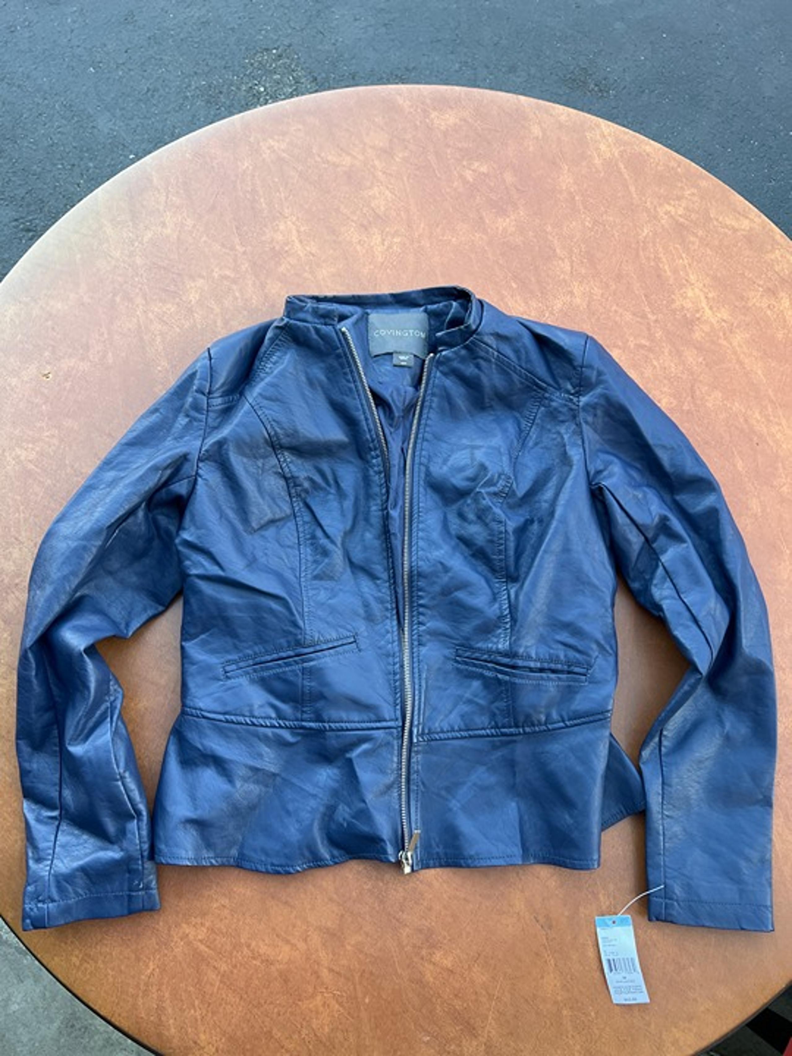 NWT Covington Womens Faux Leather Jacket Dark Navy Size M #361