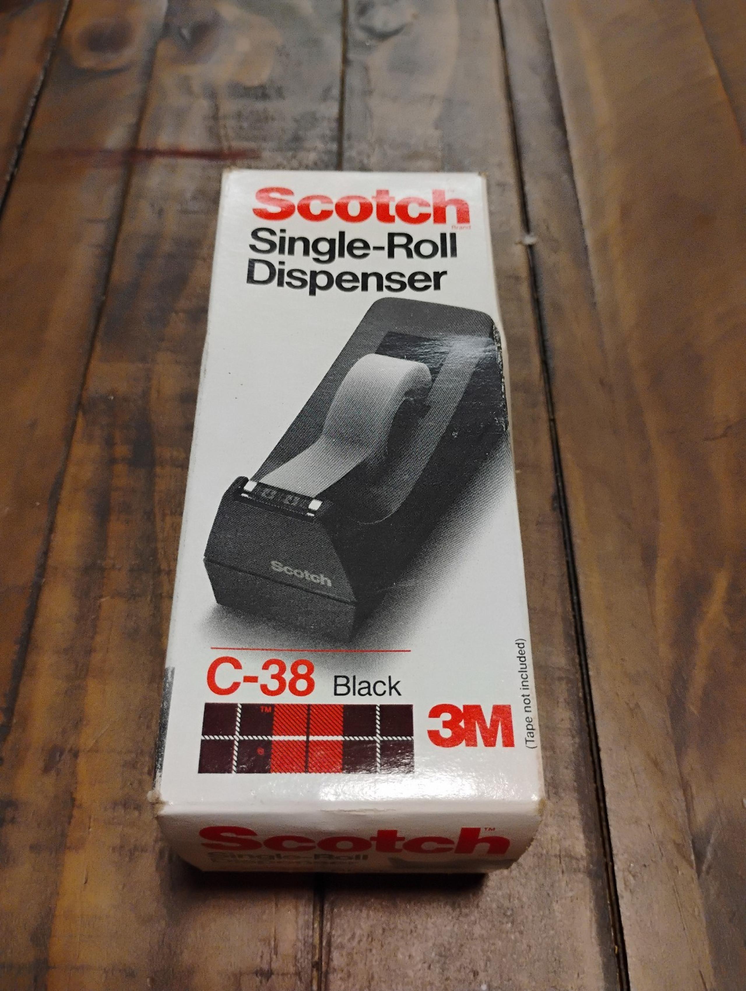 Vintage Scotch Single-Roll Tape Dispenser C-38 Black Orig Unopened Box No Tape