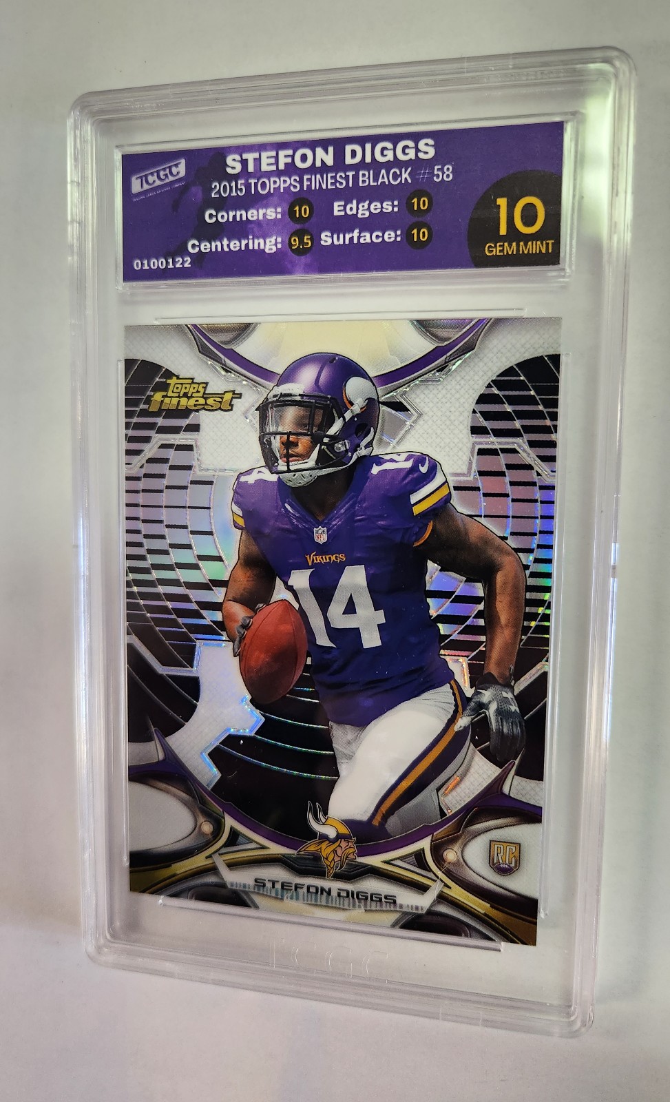 2015 Stefon Diggs Topps Finest Black Refractor Rookie #58 TCGC 10 Gem Mint