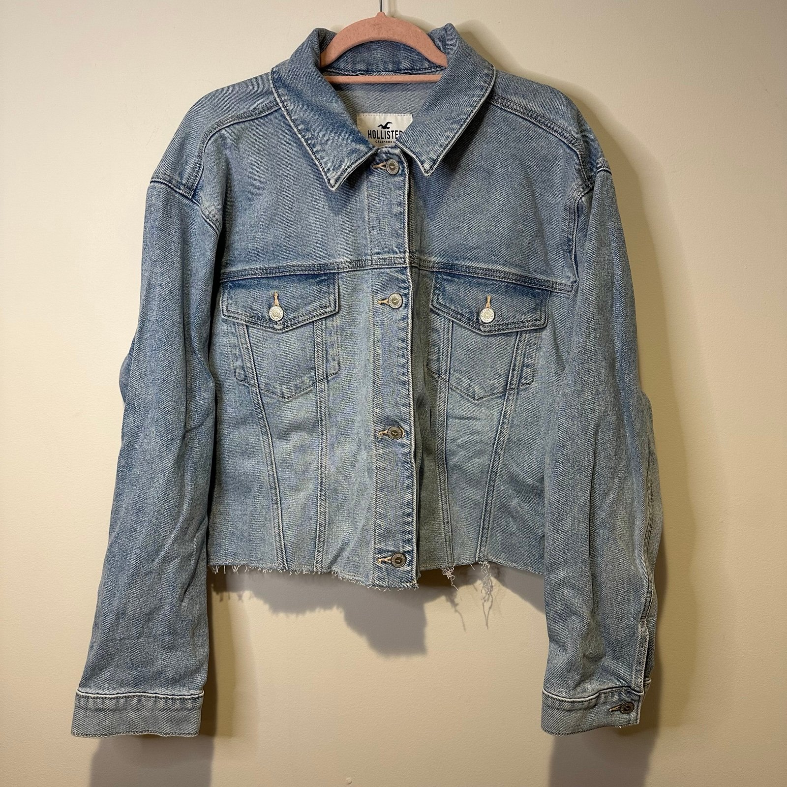 hollister cropped jean jacket size xxl