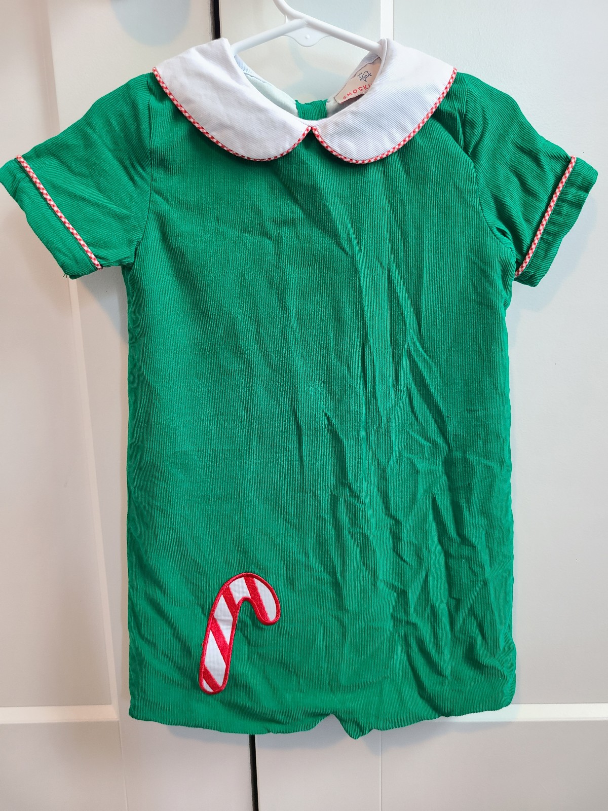 Smockingbird Candy Cane Applique Corduroy Shortall