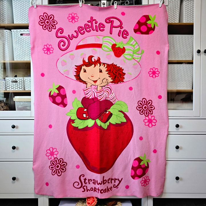 Rare 2004 Strawberry Shortcake “Sweetie Pie” Fleece Blanket 63"x47" | Y2K