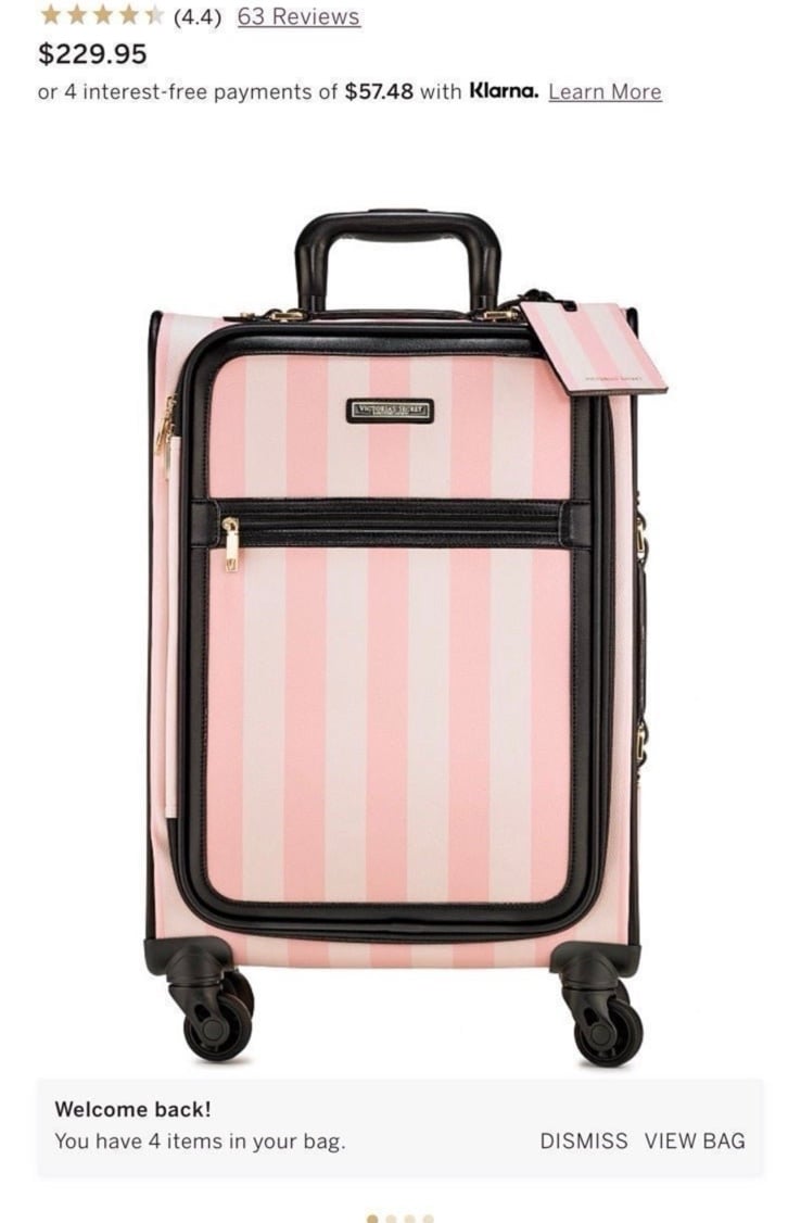 Victoria secret luggage stripe pink