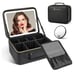 Travel Makeup Cosmetic Bag Organizer with Lighted Mirror 3 Colors Train Case