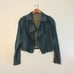 Free People Herringbone Chevron Textured Denim Moto women's jacket Size 8 EUC