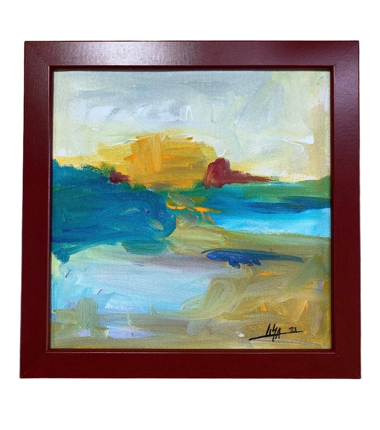 PAINTING ORIGINAL ACRYLIC ON CANVAS PAD 8.3” X 8.3”(FRAME INCLUDED)by LISA.