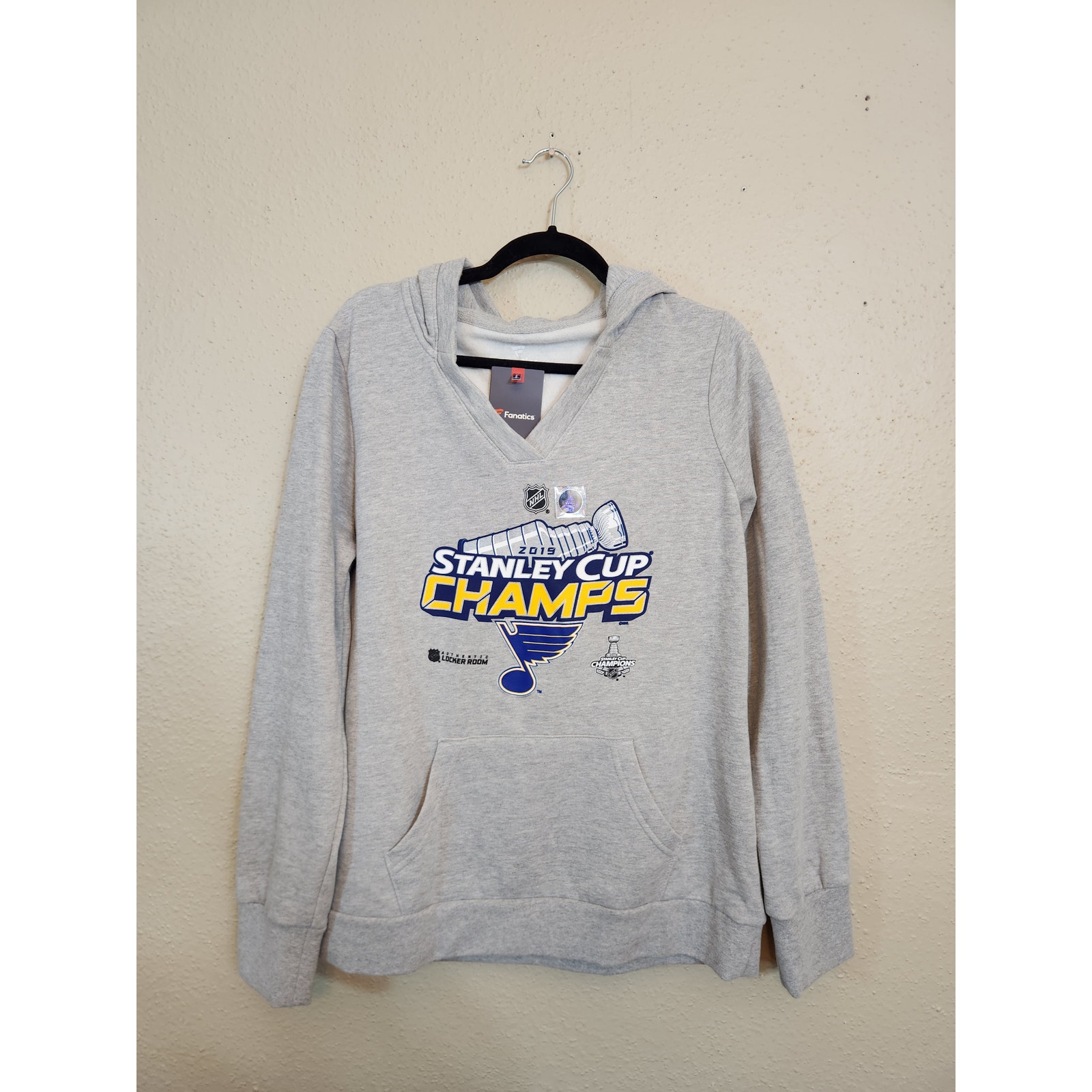 Fanatics Womens Gray NHL Stanley Cup Champions St. Louis Blues Hoodie Large NWT