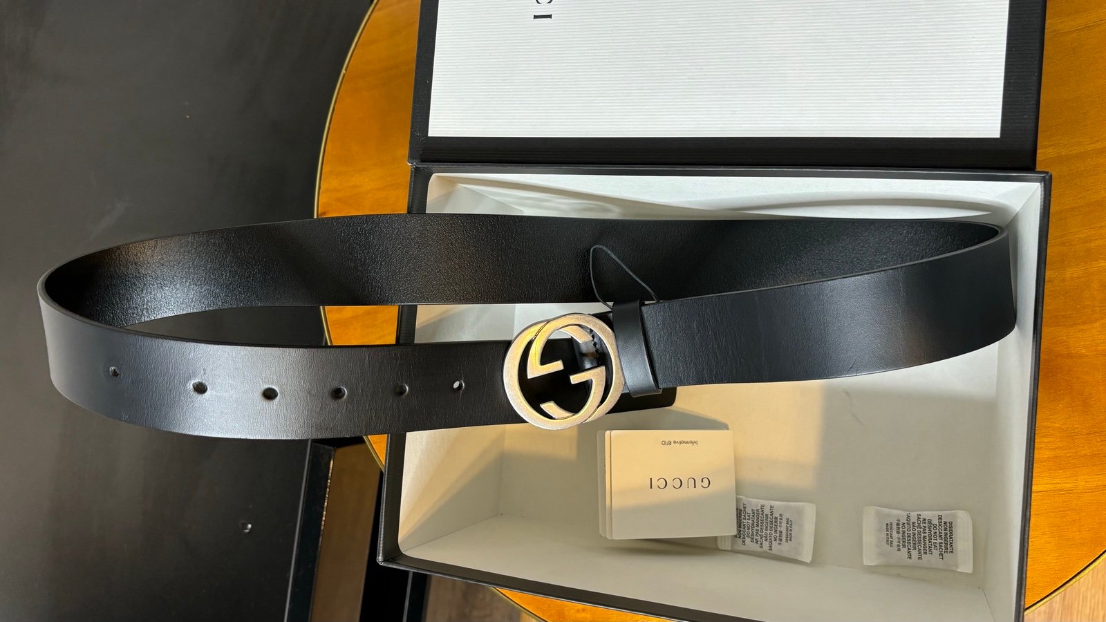 Gucci Interlocking GG Leather Belt Black