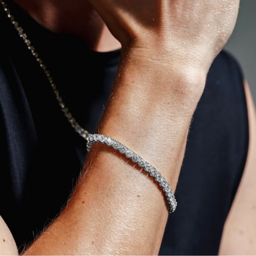 Men's 8 925 Sterling Silver Tennis Bracelet | 5mm CZ Statement Piece