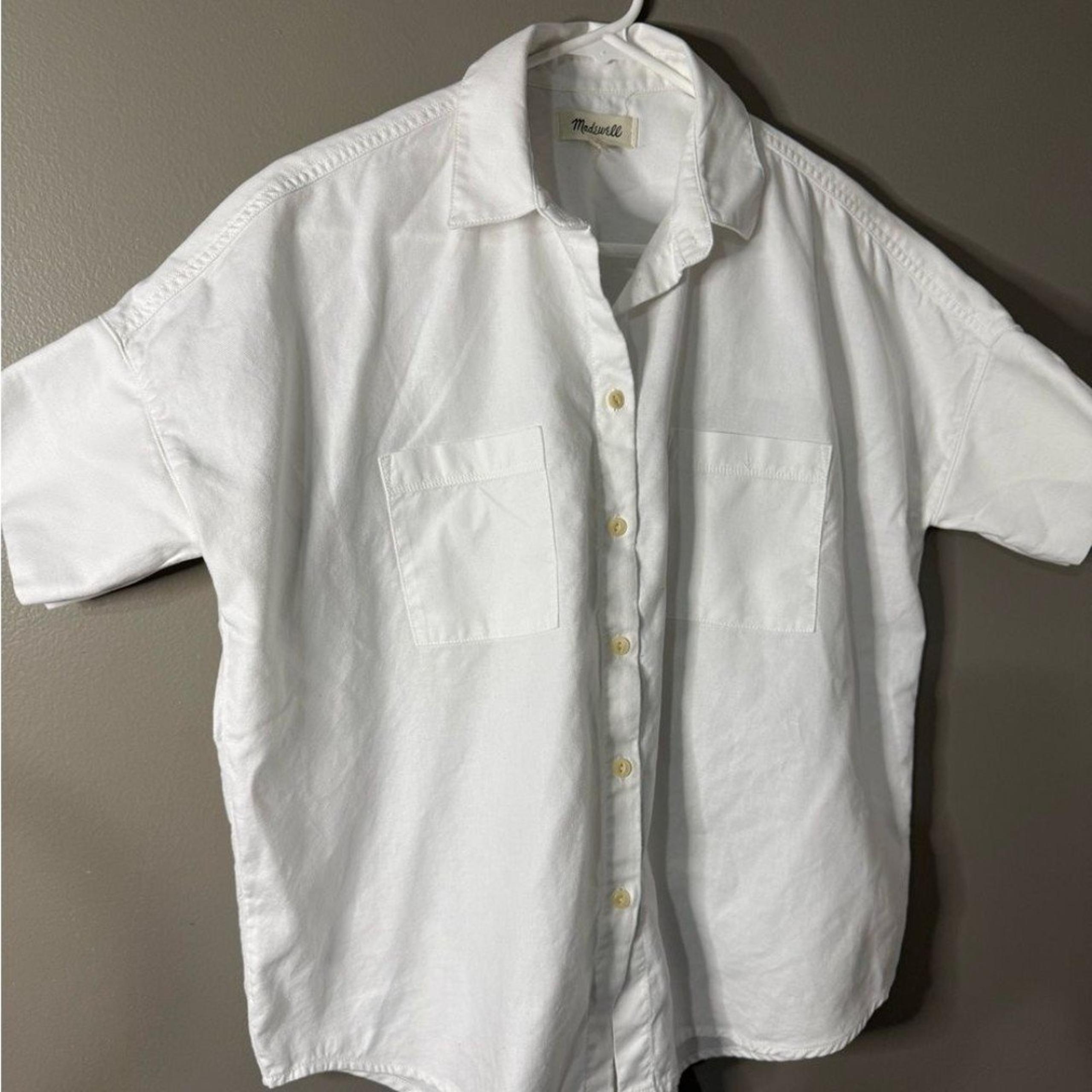 Madewell White Button Down Shirt Short Sleeves