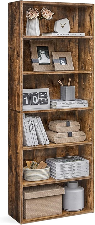 6-Tier Open Bookcase with Adjustable Storage Shelves