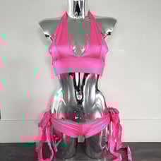 Pink Neon Ribbon Tie Ravewear Outfit