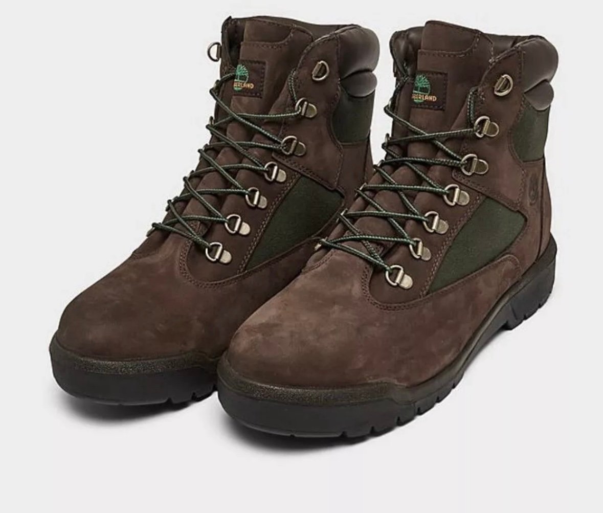 Men’s Timberland 6-Inch Field Boots Dark Brown/Green
