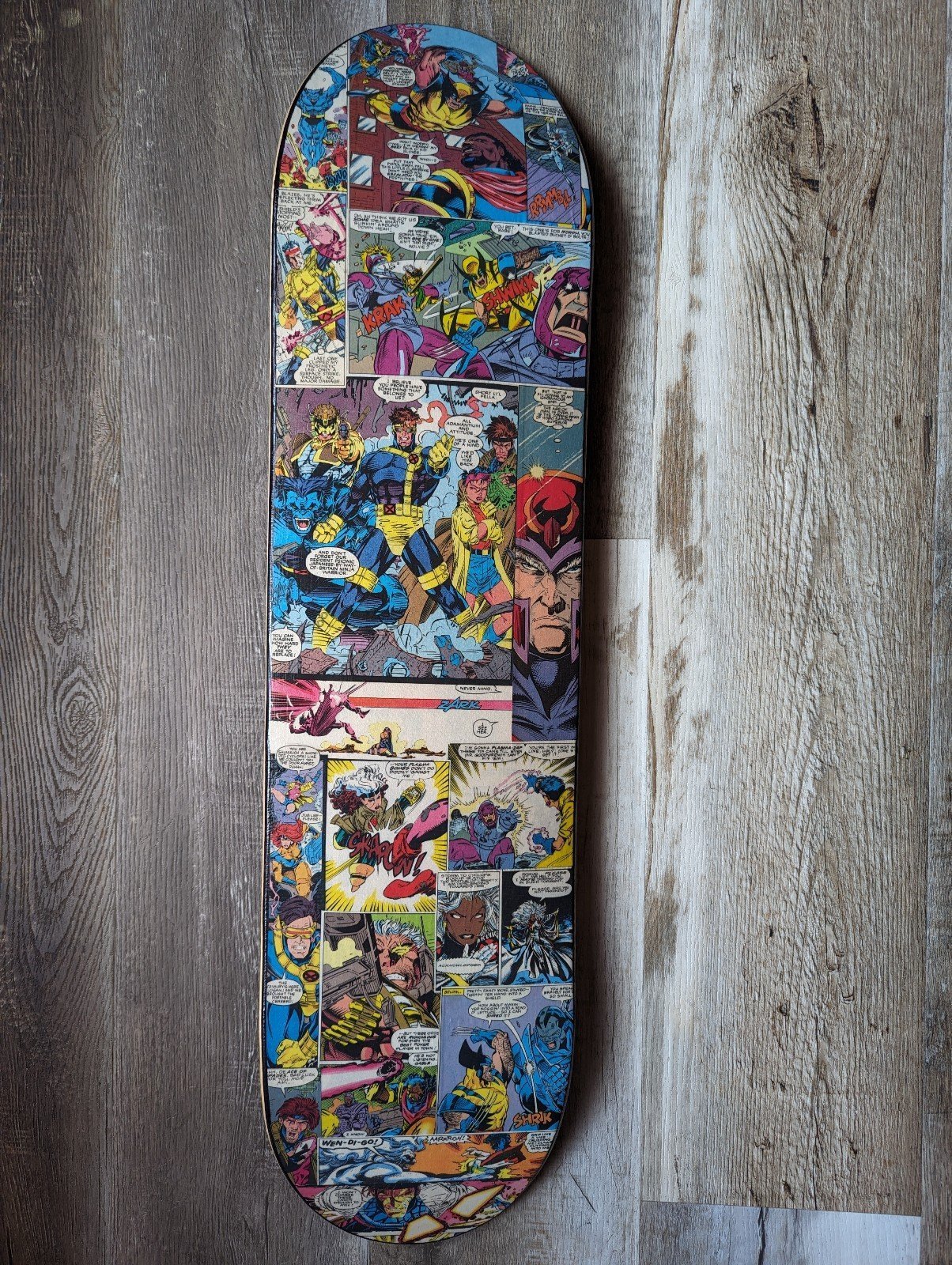 Custom Marvel X-Men Comic Decoupaged Skateboard Deck