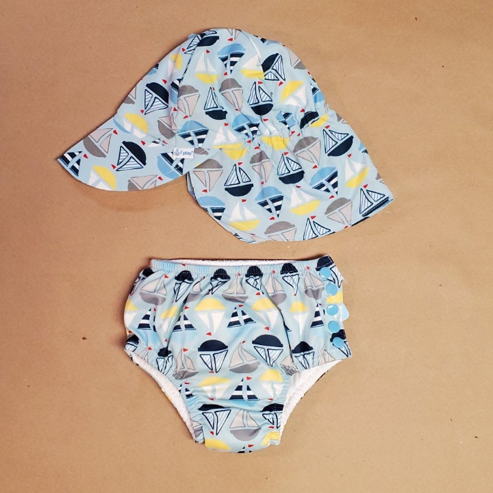 I-Play Hat and Swim Diaper Set 3T Blue